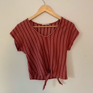 Tie Front Striped Blouse
